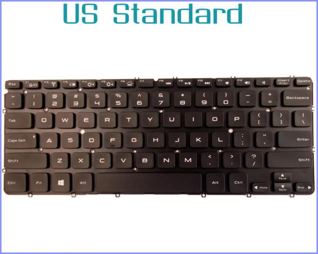 US English Version Keyboard for Dell XPS 12 13 13R 13D 13Z L221X L321X L322X XPS13 Laptop Black Backlit NO Frame