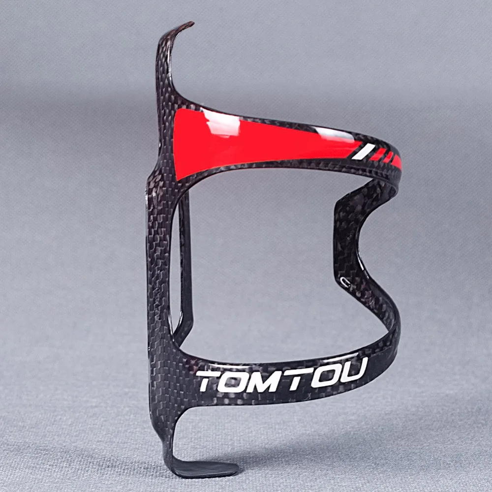 TOMTOU Full 3k Carbon Fiber Water Bottle Holder For Road/Mountain Bike Cycling MTB Bottle Cage Glossy Ultralight 16g