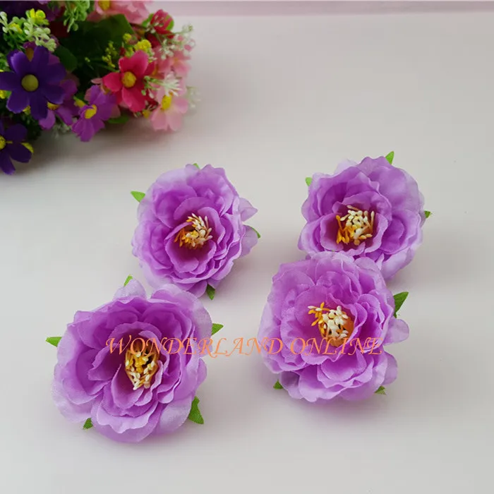 20PCS 5cm Fabric Tea Rose Silk Flower Heads For DIY Accessories Garland Wreath Arch Wedding Wristband Head Ring Decoration