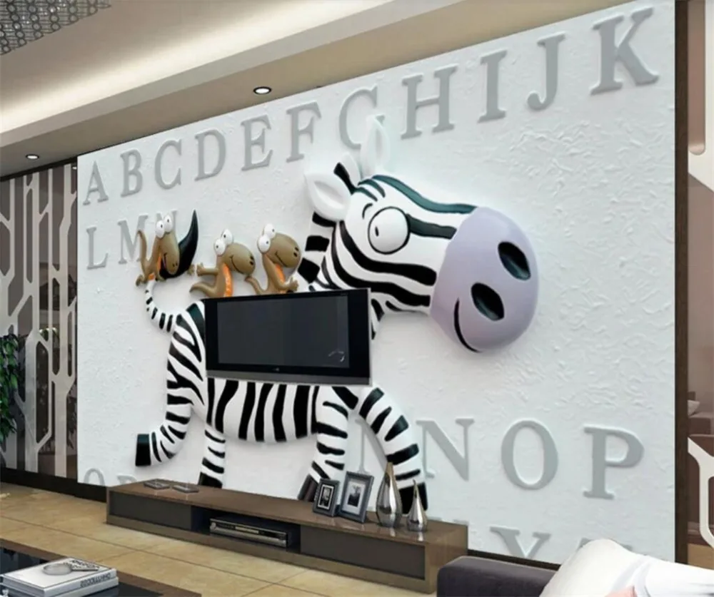 beibehang Custom wallpaper 3d Photo mural relief zebra children room wallpaper decoration painting background wall 3d wallpaper