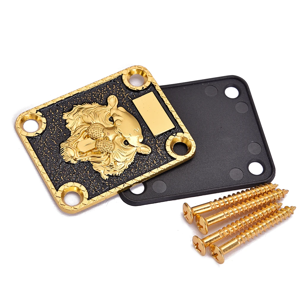 Tooyful 1 Set Guitar Neck Plate with Screws Gasket for Electric Guitar Replacement DIY Parts UNIQUE COOL