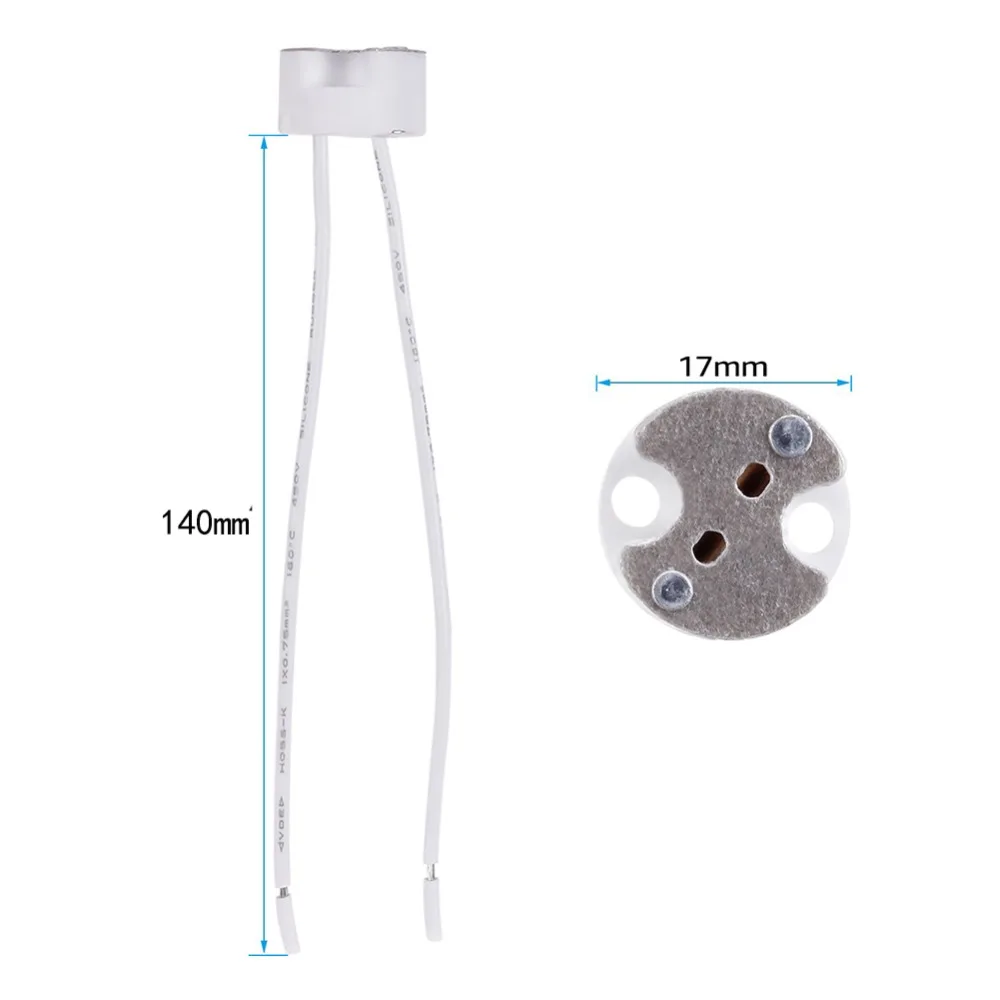 10Pcs/Lot MR16 Lamp Base MR11 GU5.3 G4 Lamp Holder Ceramic Connector Socket  with Cable for LED Halogen Bulb Light