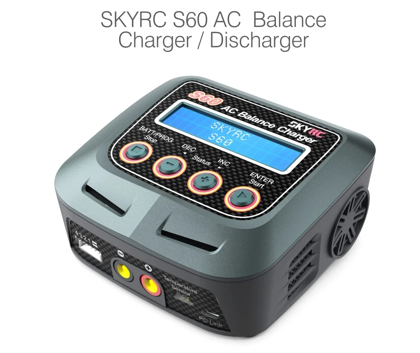 

SKYRC S60 AC Balance Charger for Li-Po Ni-Cd Ni-Mh 100 -240V 60W RC Battery Multi Charging Modes for RC Airplane Multicopter