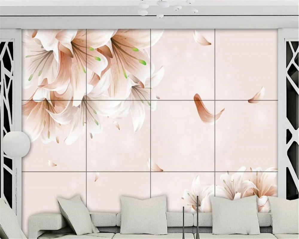 

Beibehang Custom wallpaper photo background the sitting room of large murals TV dream flower flower lily 3 d mural wallpaper