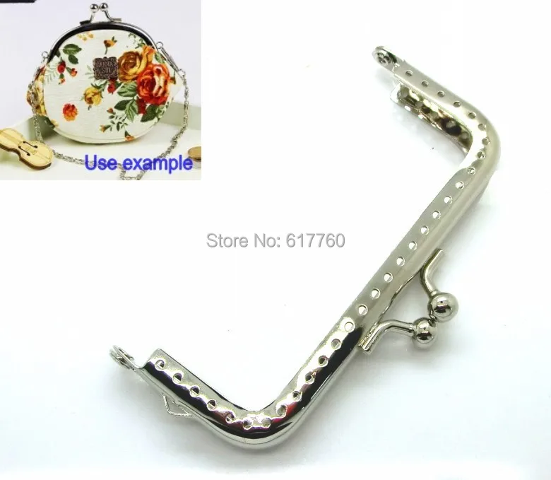 Free Shipping-2PCs Silver Tone Bead Purse Bag Metal Frame Kiss Clasp Lock Handle 10.5x6cm(4 1/8