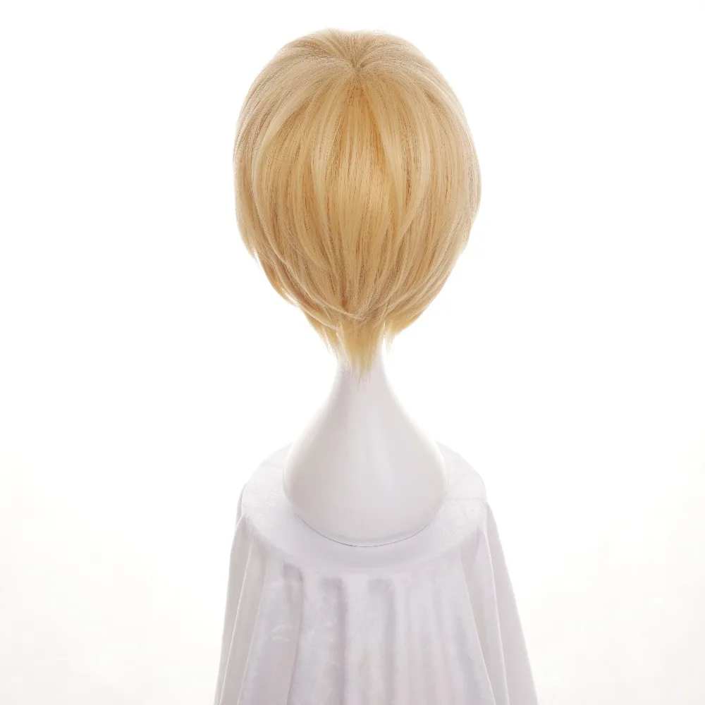 Ccutoo 30cm luz dourada curta reta cabelo sintético yamanbagirikunihiro perucas para festa de halloween cosplay traje perucas