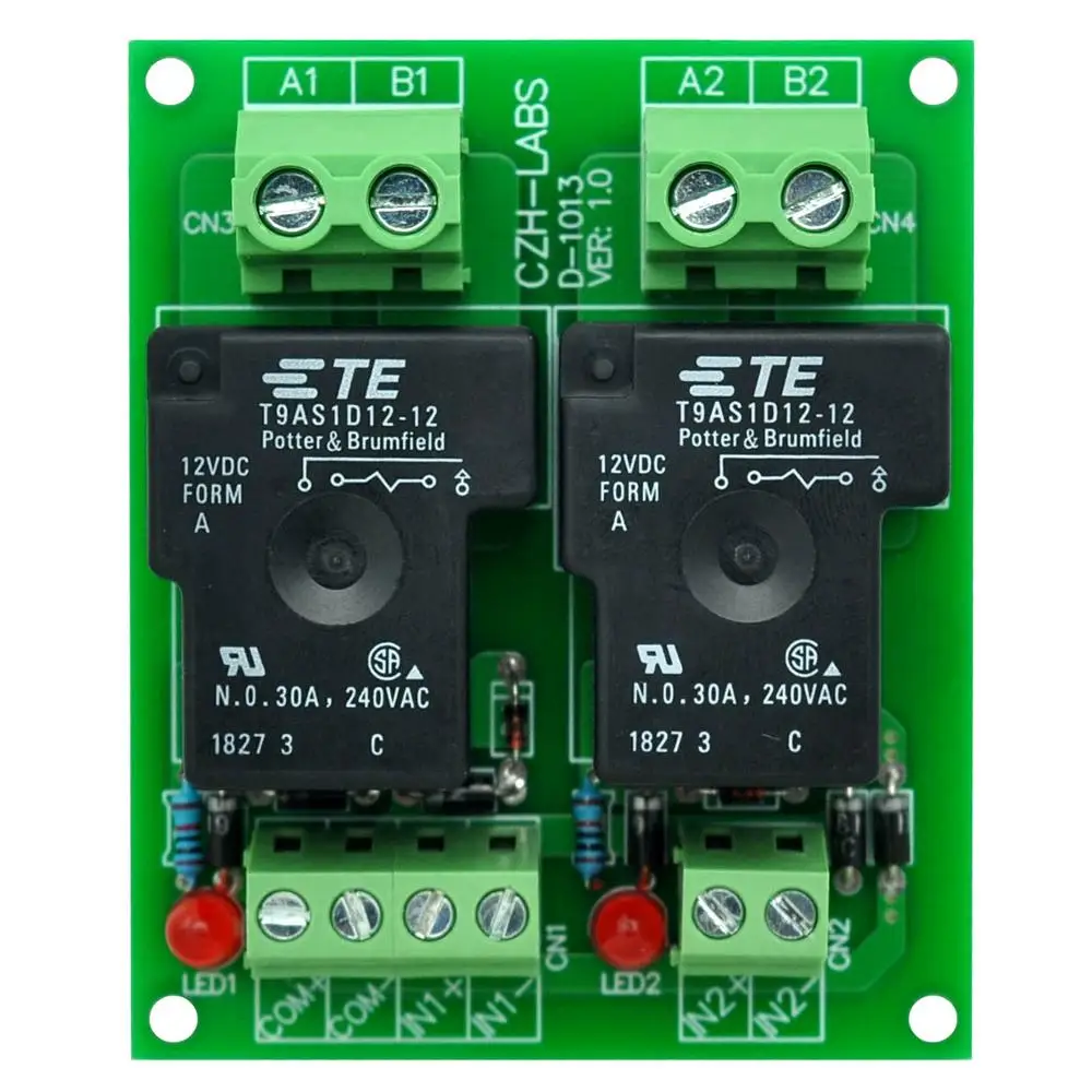 CZH-Labs 12V Passive 2 SPST-NO 30Amp Power Relay Module Board.