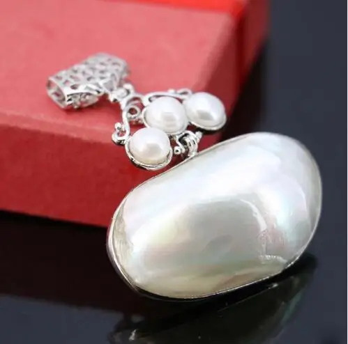 L009 Nouvelle marine blanc naturel shell nacre perle pendentif, Fit mode femelle collier DIY faire de gros