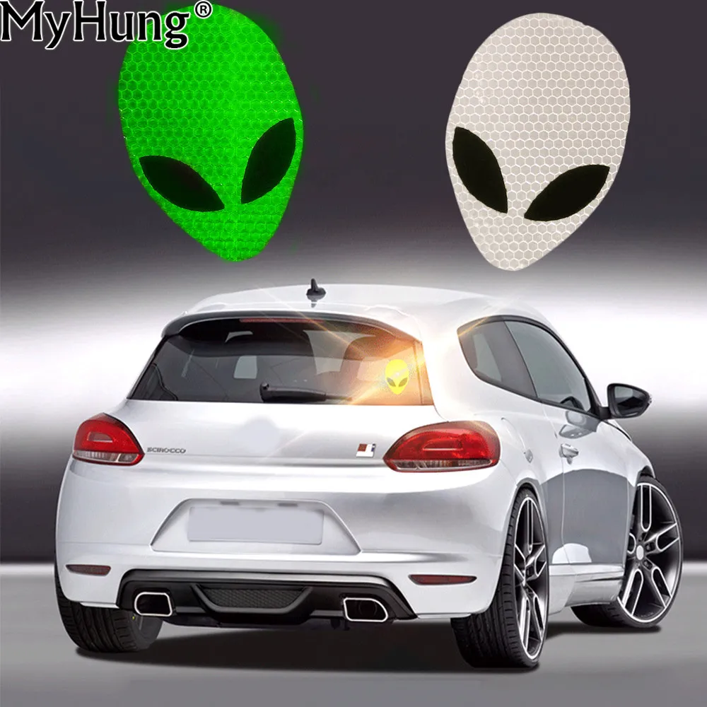 

10x7cm Safety Mark Reflective Tape Stickers Alien Shape Decals Cartoon Car Sticker Auto Accessories For Bmw Warning Tape 2pcs