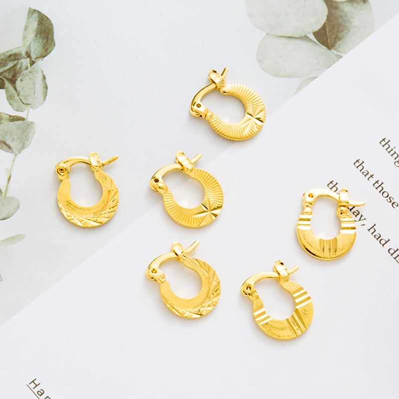 1.1CM Dubai Kids Earrings 2 Pairs Gold Color SMALL Baby Jewelry Children Girls Fashion African Party Gift