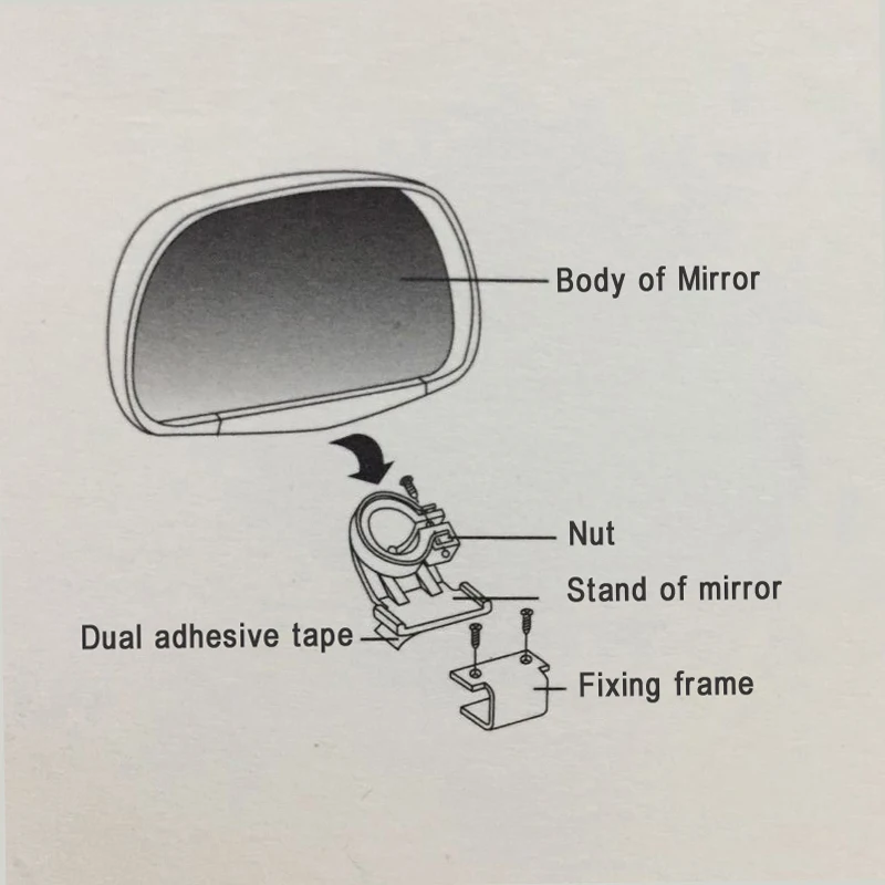 1 Pair 360 Degree Rotation Adjustable Rear View Mirror Car Blind Spot Mirror Wide Angle Lens for Parking Auxiliary Mirror
