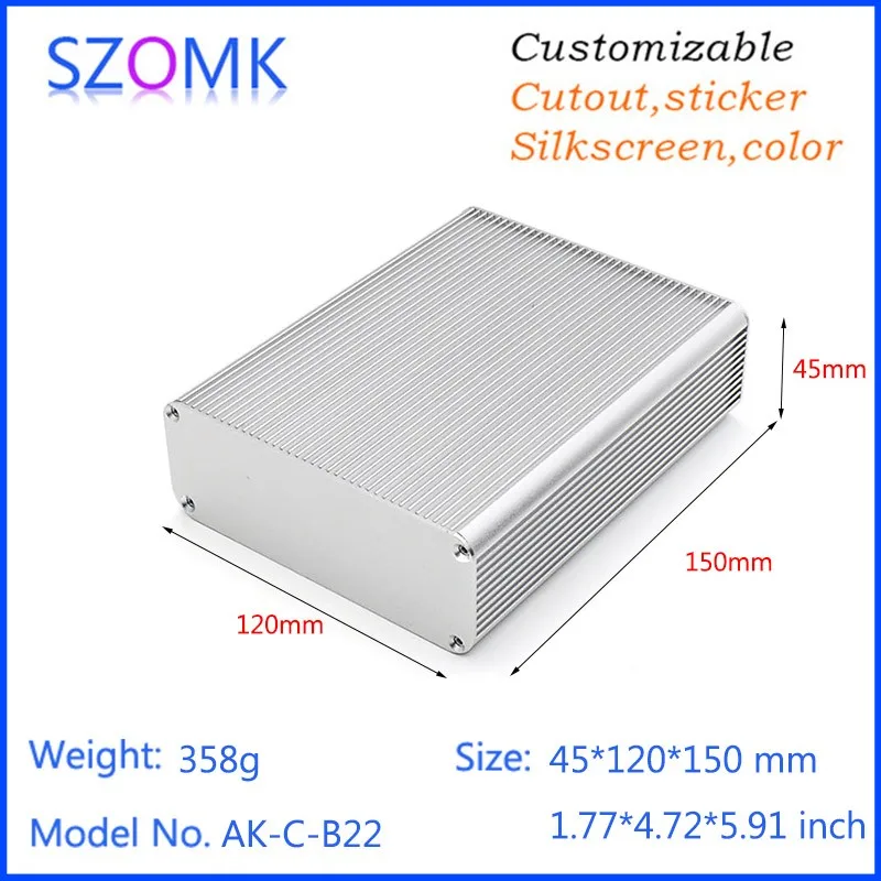 10Pcs 45*120*150mm szomk gps tracker pcb enclosure project box aluminum junction housing aluminum extrusion enclosure box