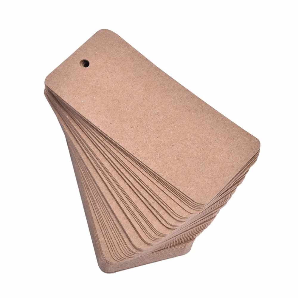 50 pcs/lot Kraft paper hang tags Price Tag Blank Note Card Wedding Party Favor Price Punch Label Gifts Stationery Supplies 4*9cm