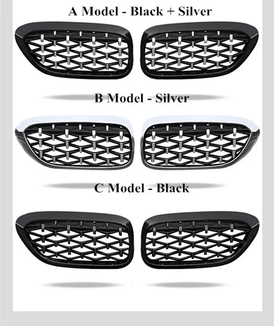 

For Bmw F10 F11 F18 Car Front Grill Newest Diamond Style 2010-2016 One Pair Abs 5 Series F10 Mesh Grill