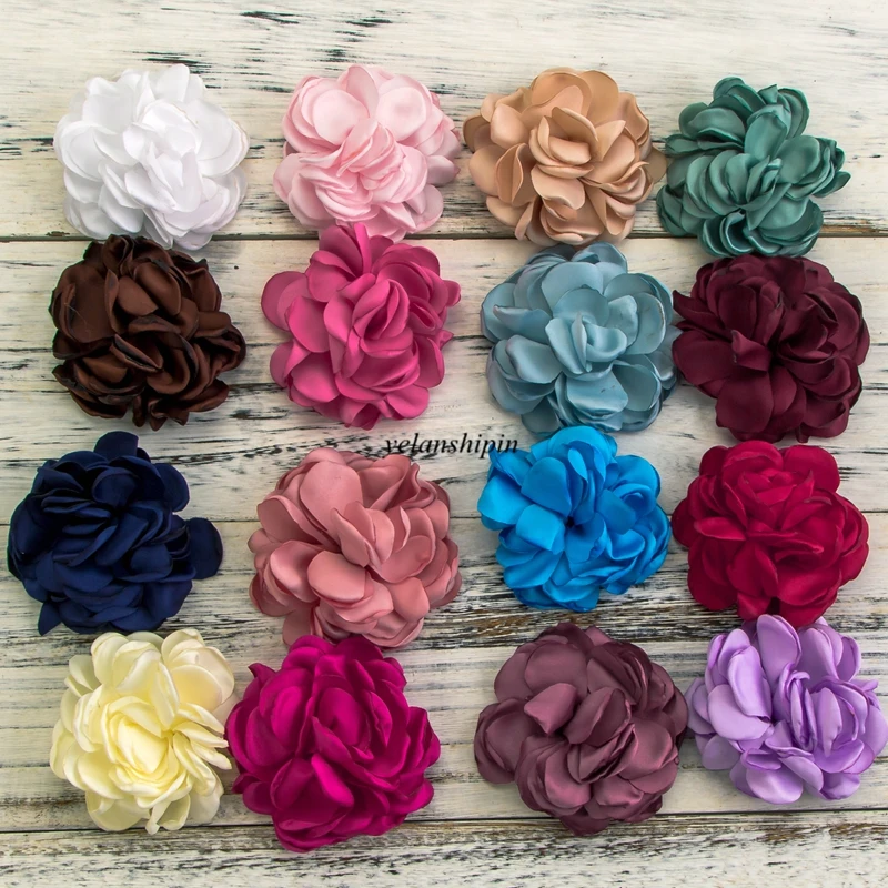 10PCS 8CM 20 Colors Vintage Artificial Fabric Flower For Girls Headband Chic Hair Flowers Hair Clip For Hair Accessories DIY