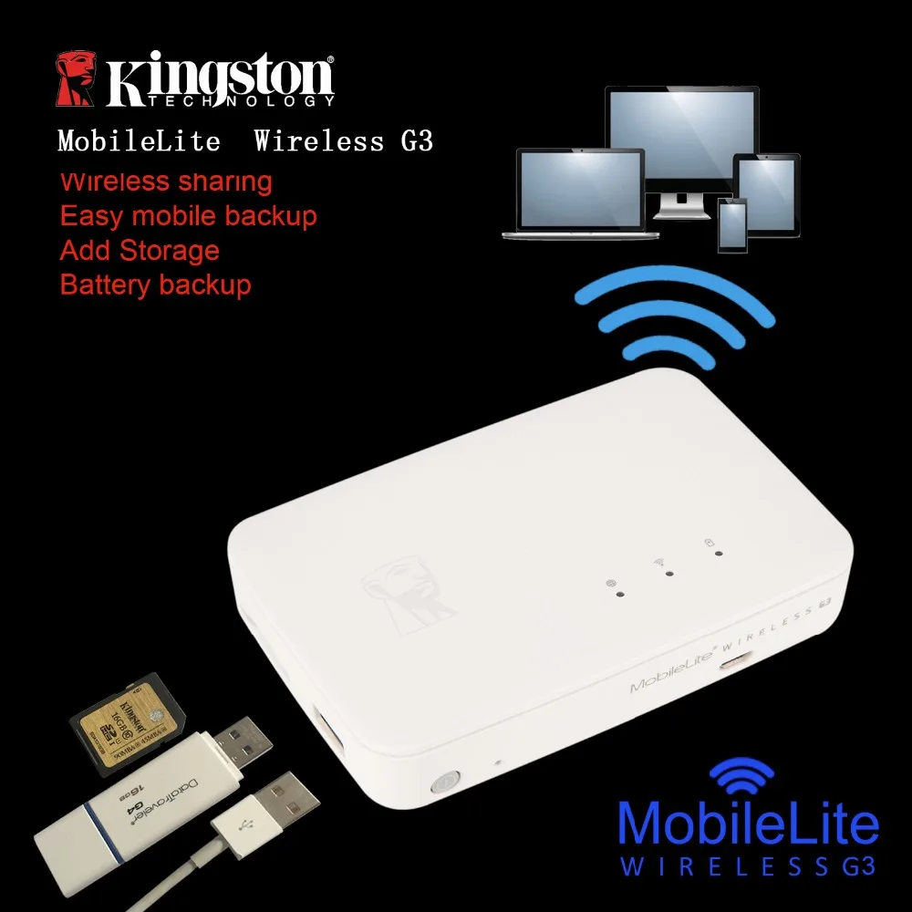 Kingston wireless card reader Multifunction wifi transmitter Wireless data sharing device It can be used as a mobile backup powe