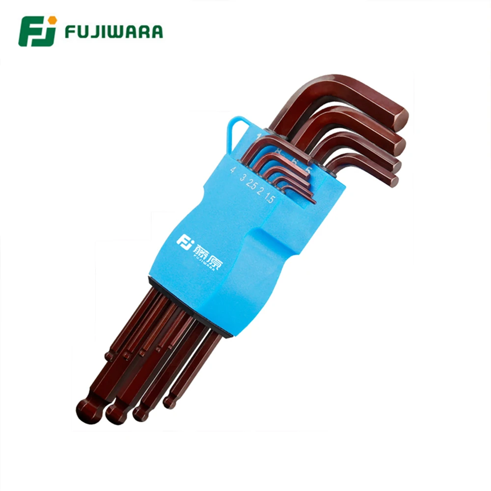 FUJIWARA 9-piece Hex Wrench Set Long Ball Head Six-way Multi-function Maintenance Removal Tool