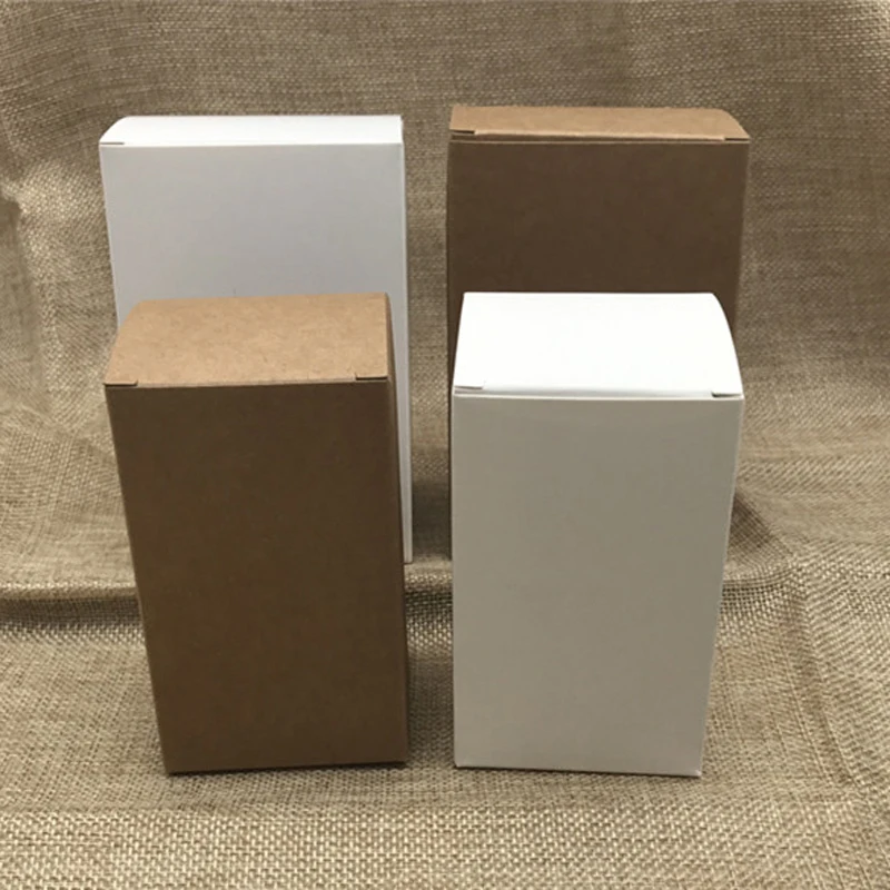 50pcs DIY Kraft Paper Cardboard Boxes White Handmade Soap Candy Gift Packaging Height 3cm-16cm