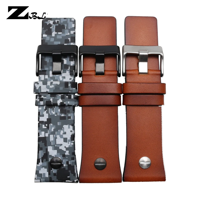 28mm bracelet leather watch strap  color watchband for diesel watches band with nail DZ7311/7314/7332/7348 wristwatches belt