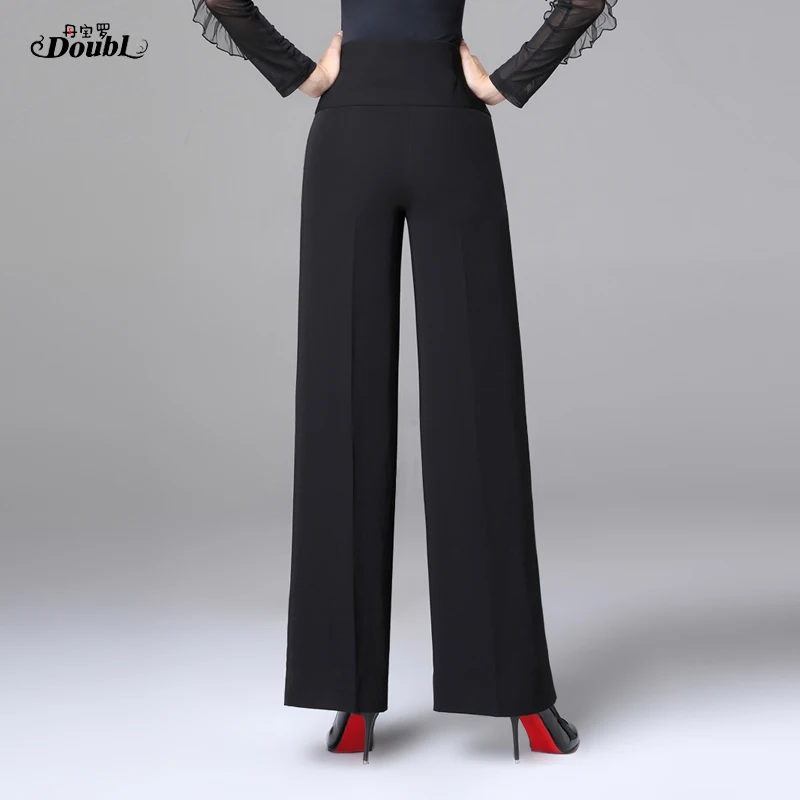 Female High Waist Wide Leg Straight Trousers Adult Lady New Ballroom Modern Dance Pants Woman Bell-Bottom Long Costumes H670