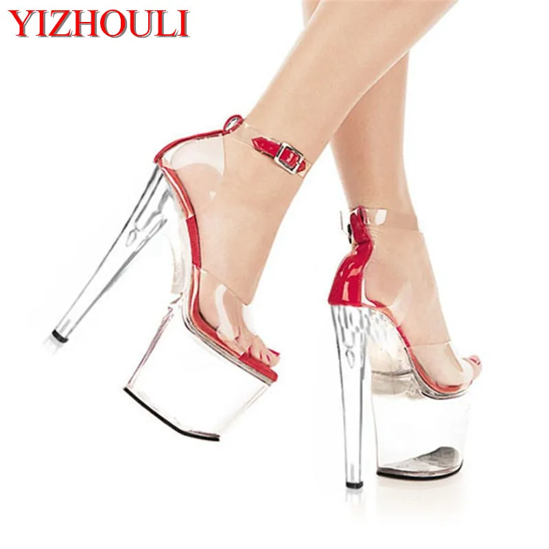 

20cm high-heeled shoes sexy shoes full transparent crystal bag sandals performance shoes 8 inch High-heeled Dance Shoes