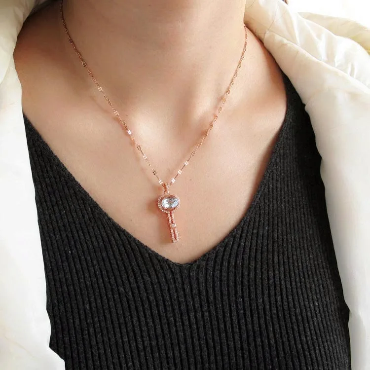 

LANZYO 925 Sterling Silver blue topaz Pendants fashion gift Pendant fine Jewelry water drop classic wholesalez081060agb
