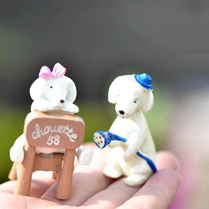 Dog climb Chair Miniature Figurine DIY Accessories Doll House Decoration Fairy Garden cartton animal models girl toy gift