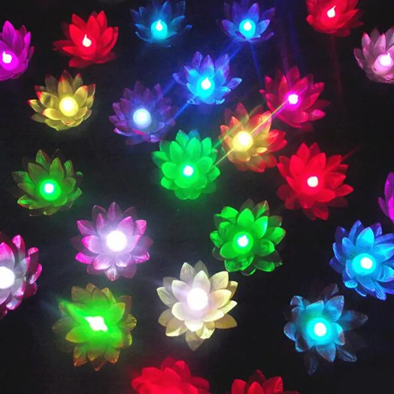 

10pcs Change Color Electronic Lotus Lantern Light Floating Pool Decorations Night Light LED Light Outdoor Flameless Candles