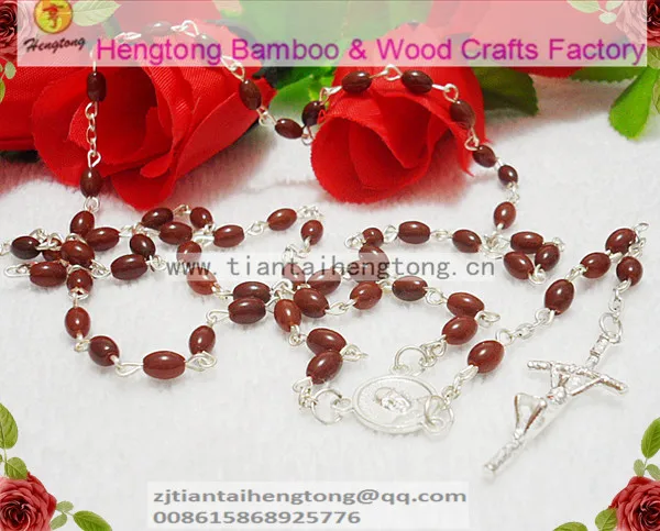 free shipping 6pcs/set 6*4mm oval brown glass  bead rosary,cute glass rosary,mini rosary necklace special offer