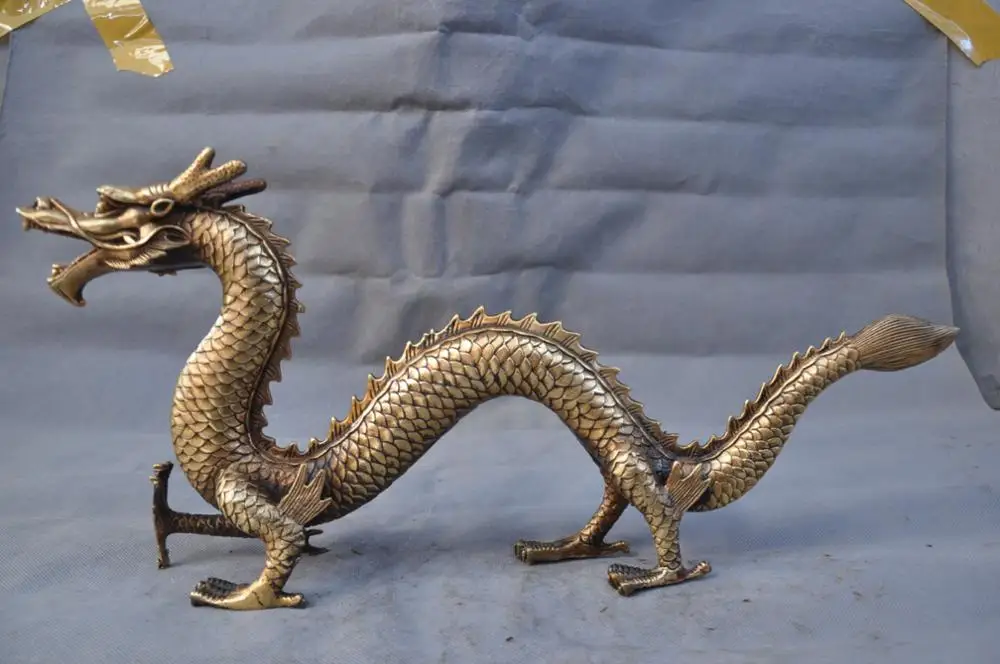 

SS 20" China Pure Bronze Feng Shui Dragon Blessing Lucky Statue