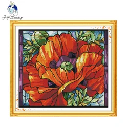 Poppy (6) 14CT DIY Needlework Counted Cross Stitch Set Kits for Embroidery Knitting Needles Cross-stitch Patchwork