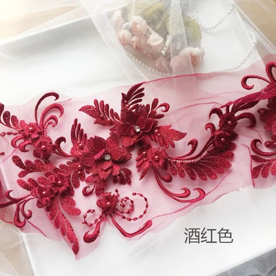 Handgefertigte Perlen 3D Hochzeitskleid-Applikation, DIY Braut-Kopfschmuck, Spitzenkragen, Stoffaufnäher, RS1780 – Detail 10