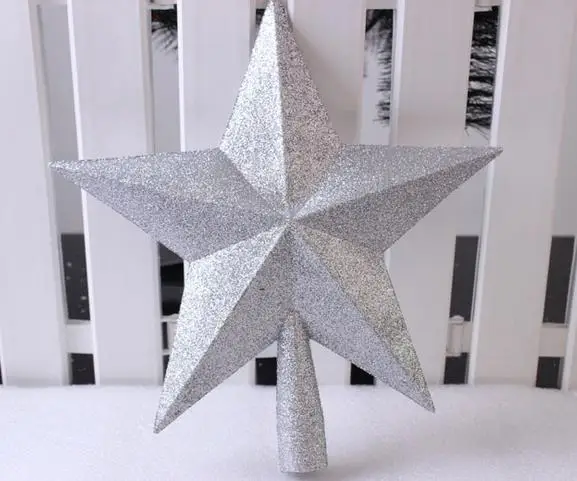 Festive glitter shiny star shaped christmas tree ornament XMAS desorration tooper top 25CM new colorful Party event Supplies