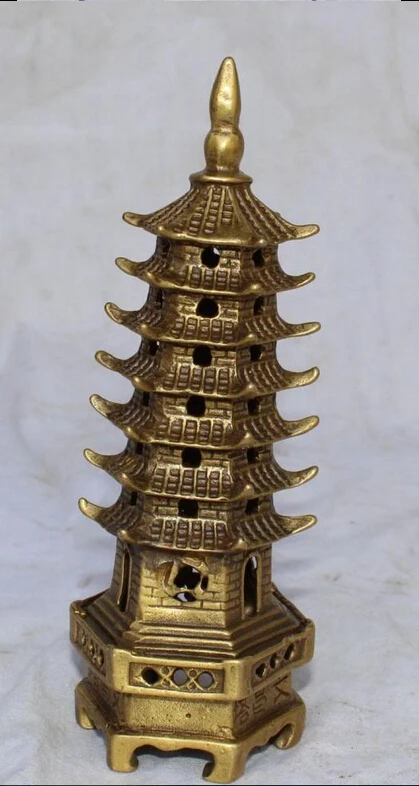 Chinese Tibet Religion Bronze Copper Buddhism Buddha Stupa Pagoda Tower Statue