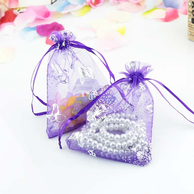 Mini bolsa organizadora com estampa de borboleta, bolsa de presente de casamento, multicores, 7x9cm, 100