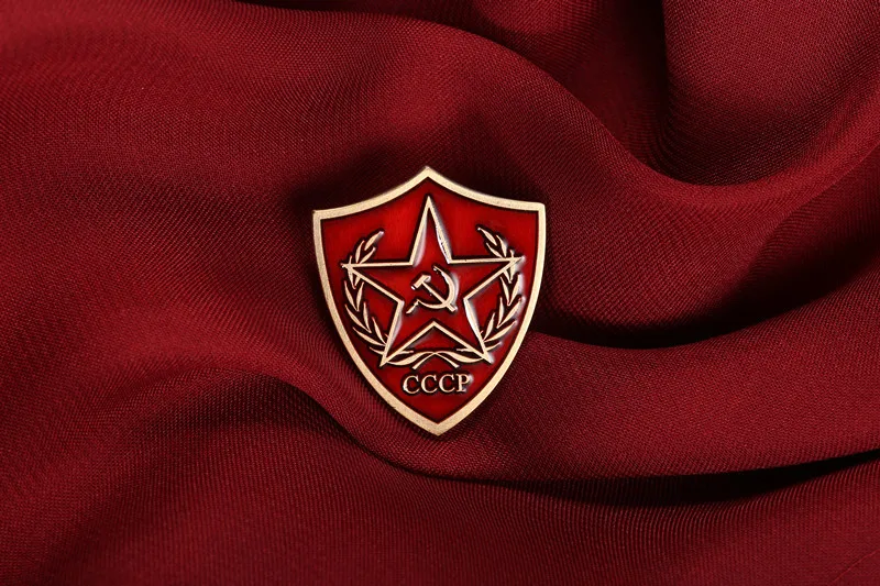 soviet cccp red star flag emblem socialism russian lapel pin badge victory day collect