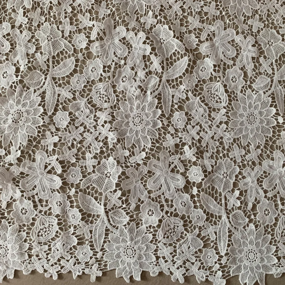 1yards Nigerian Lace Fabrics For Wedding Dress High Quality White African Cord Lace Fabrics French Guipure Lace Sewing Material