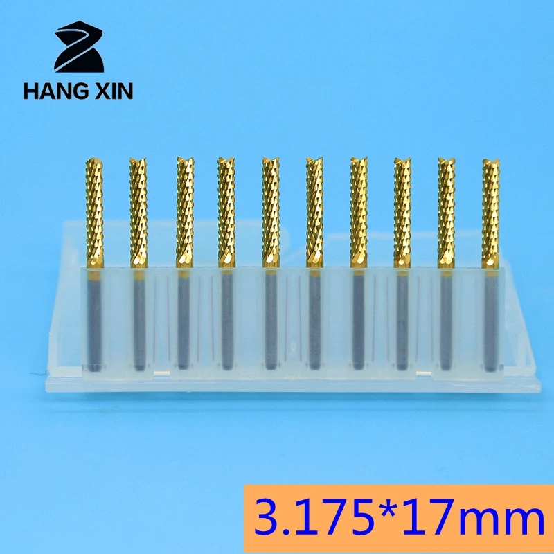 

HANGXIN 3.175mm Tungsten carbide Corn Cutter cutting 10pcs PCB milling bits end mill CNC router bits for Engraving machine