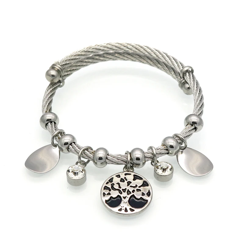 Life Tree Bracelet Charm Tree Resin cabochon Crystal Bracelet Gold Color Female Bracelets & Bangles Fashion Women Jewelry