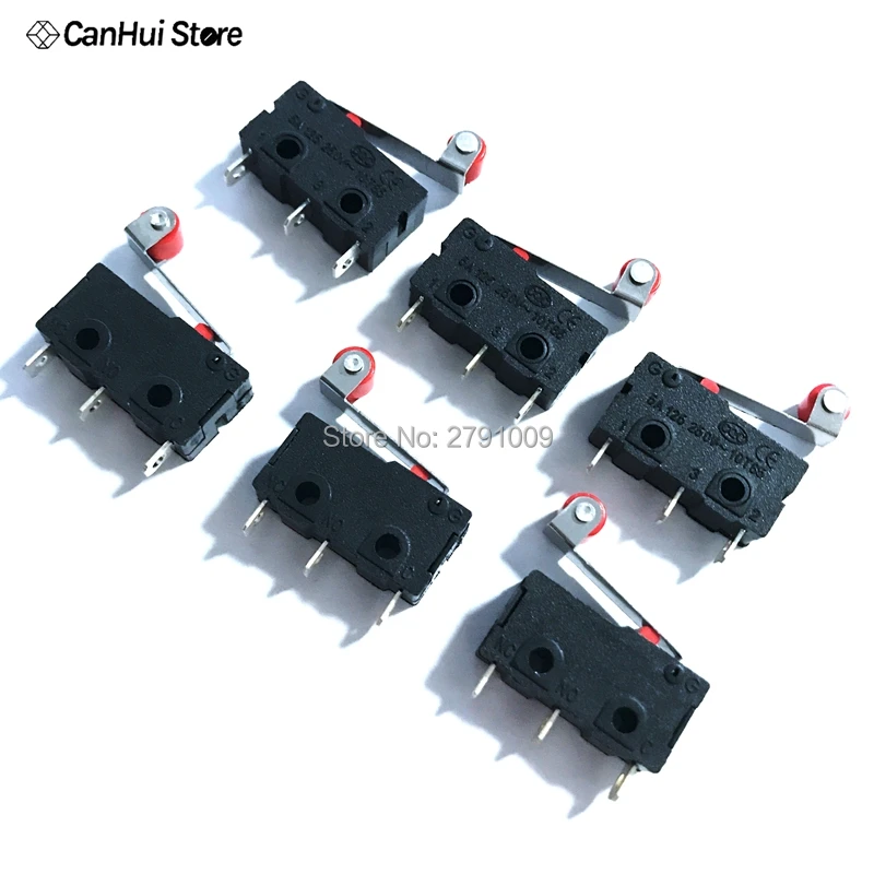 10 Pcs Mini Micro Limit Switch Roller Lever Arm SPDT Snap Action Roller Switch N/O N/C 5A250VAC KW11-3Z Mini Micro Switch Hot