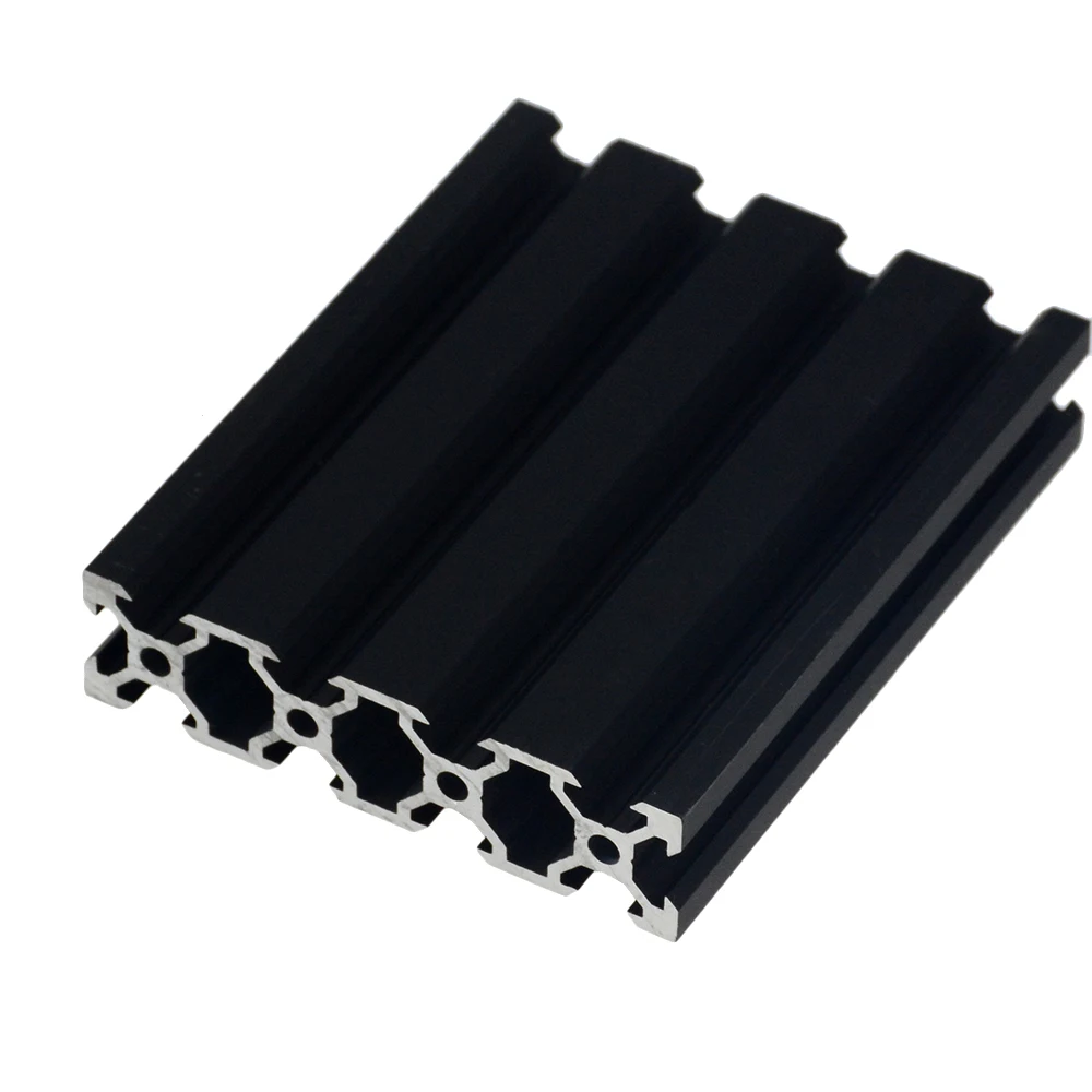 1PC 검정색 2080 V-슬롯 유럽 표준 양극 처리 된 알루미늄 프로파일 압출 CNC 3D 프린터 용 100-800mm 길이 선형 레일