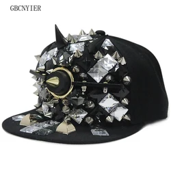 GBCNYIER Exaggeration Prominent Hip Hop Baseball Cap Cool Men Fashion Visor Hip-Hop Dance Show Unisex Hat Rivet Style