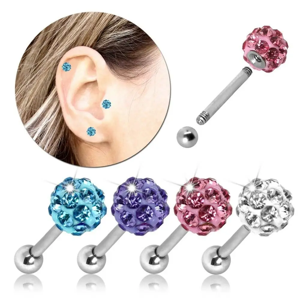 1pc 3/4/5mm Colorful Ball Earrings 16g Surgical Steel Helix Tragus Piercings Orelha Cartilagem Lip Labret Studs Body Jewelry 6mm