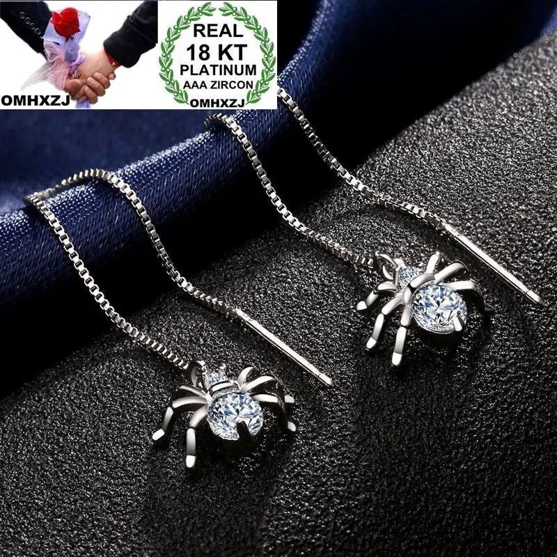 OMHXZJ Wholesale Personality Fashion Woman Girl White Rose Gold Spider Zircon 18KT White Gold Rose GoldEarrings Ear Line YE267