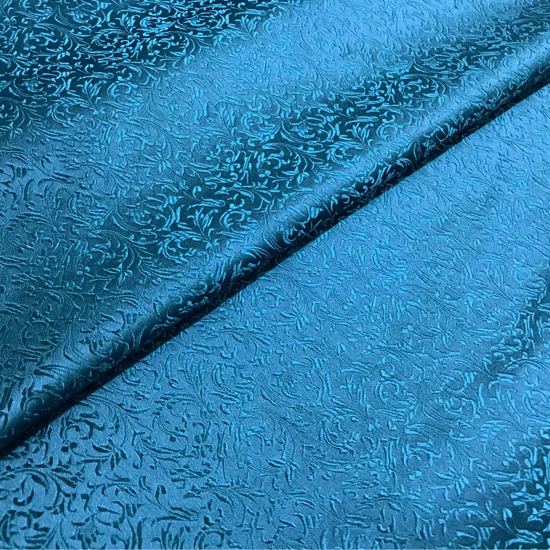 High quality  blue brocade silk satin fabric for suit dress coat table cloth sofa cushion diy patchwork upholstery