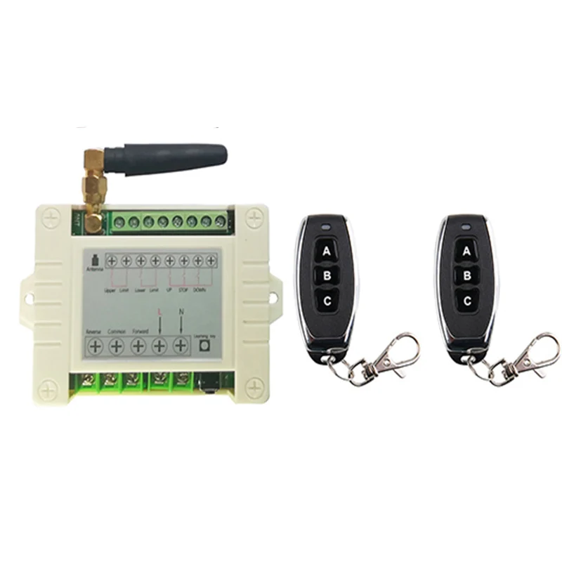 220V 10A 2CH Motor Remote Control Switch Motor Forwards Reverse Up Down Stop Door Window Curtain Wireless TX RX Limited Switch