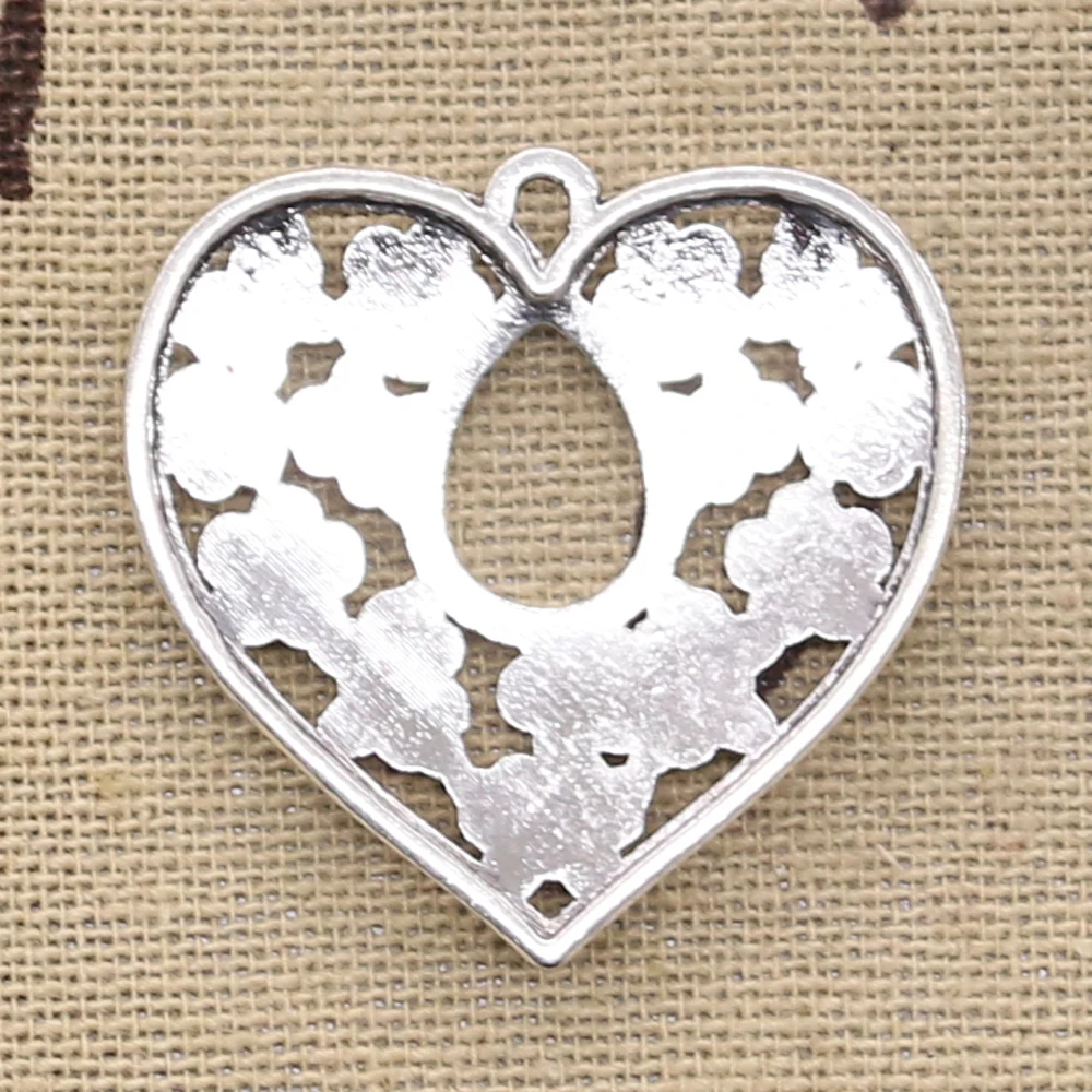 5pcs Charms Heart Flower 30x30mm Antique Making Pendant fit,Vintage Tibetan Bronze Silver color,DIY Handmade Jewelry