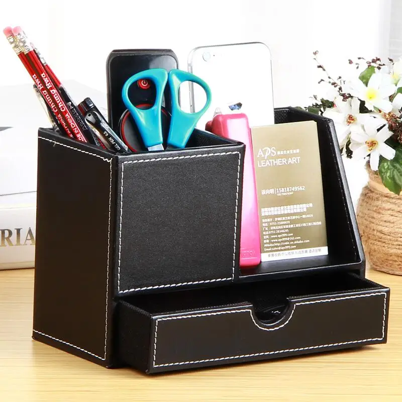 

Creative Fashion Business Imitation Leather Storage Box,Desktop Office Stationery Business Card Holder, Multi-Functional Box