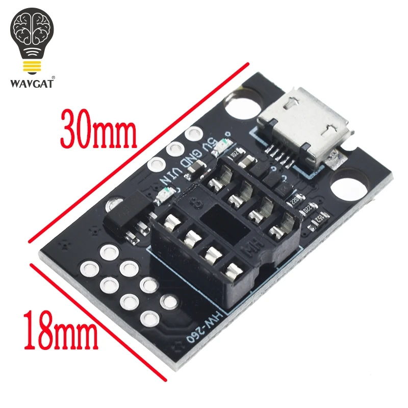 ATtiny13A / ATtiny25 / ATtiny45 / ATtiny85 Pluggable ATTINY Development Programming Bare Board