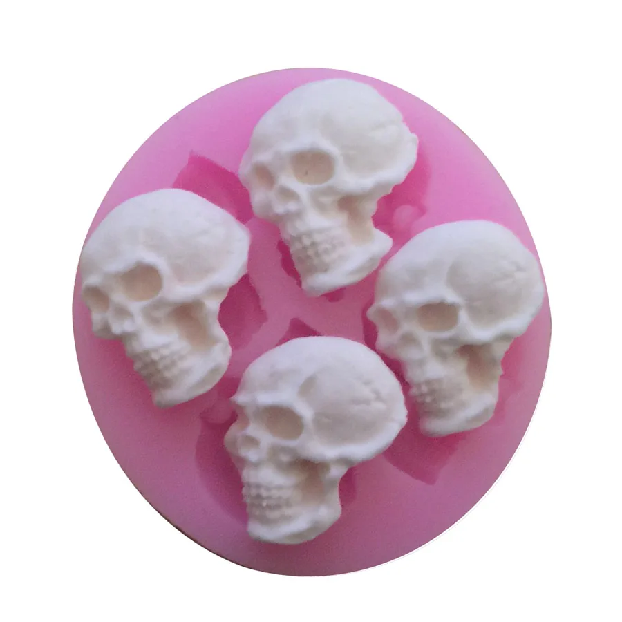 Skull Christening Mould Halloween Fondant Cake decoration Silicone Molds Cupcake Baking Tools handmade soap mold